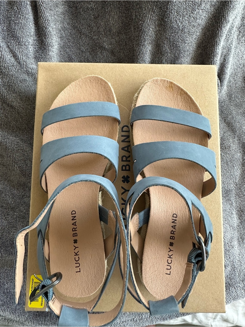 Lucky Brand Blustone Leather Espadrille Wedge Sandals